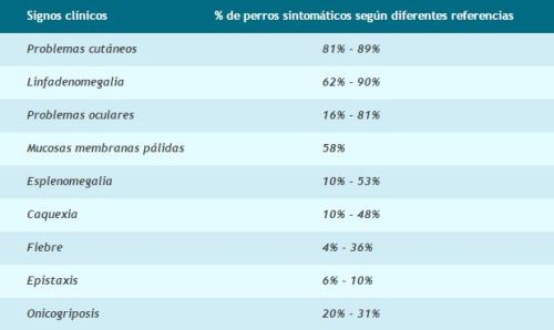 signos clínicos leishmaniosis